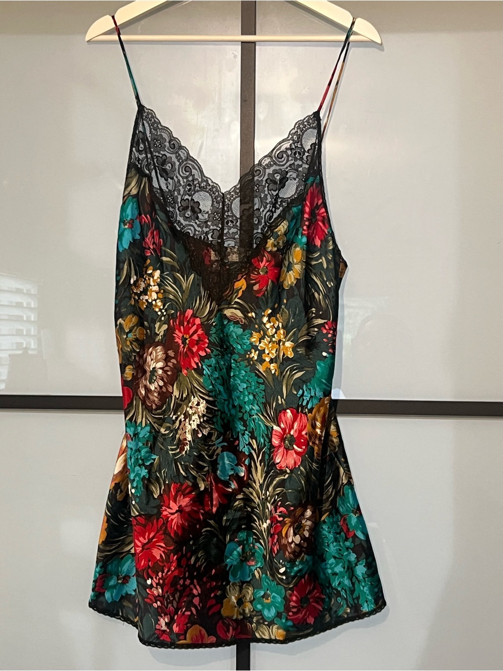 Vintage Val Mode Lingerie floral lace slip dress M